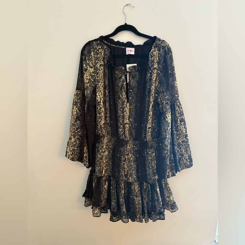 Buddy Love Black and Gold Long Sleeve Lace Dress